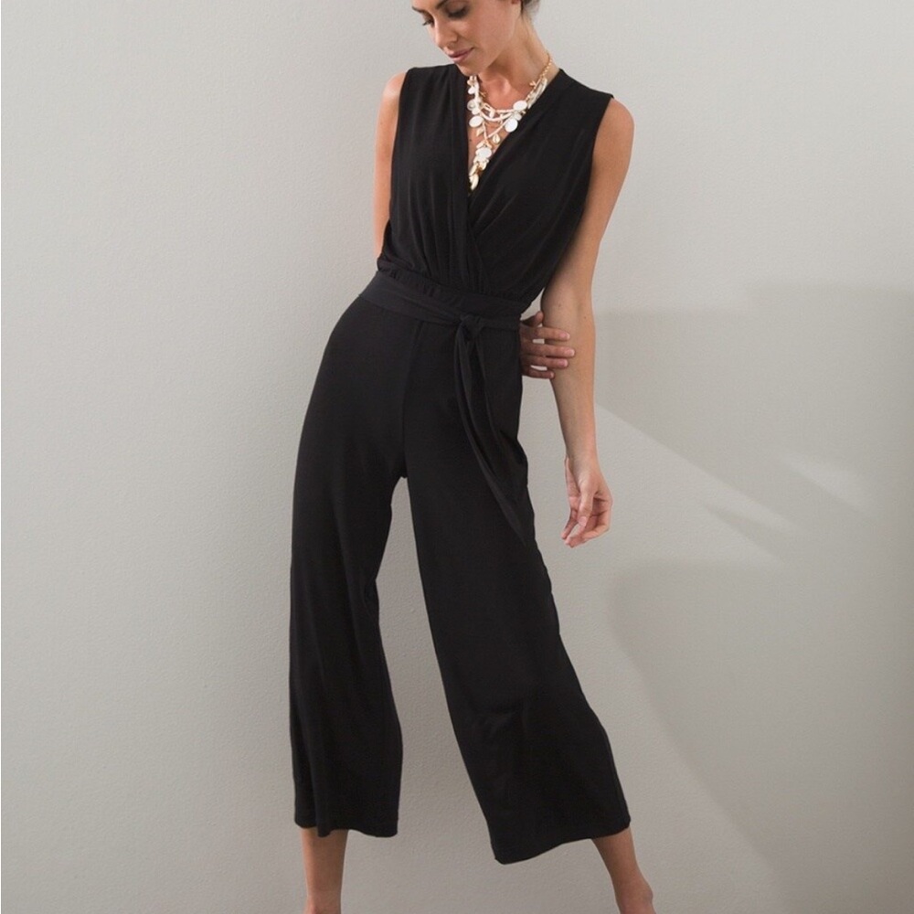 Chicos Crop Tie-Waist Jumpsuit size 3 NWT
